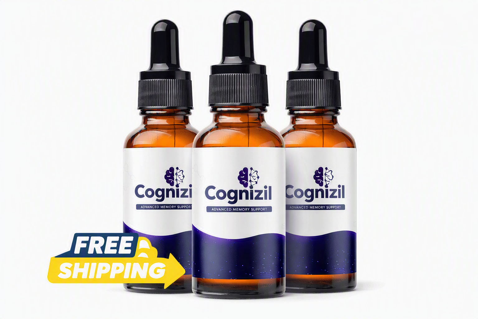 Cognizil three-bottle pack — liquid advanced memory support drops